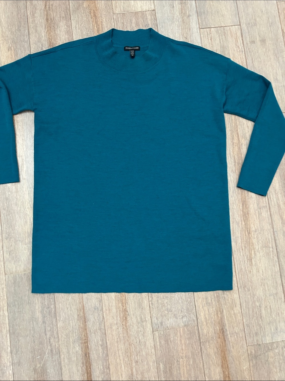 EILEEN FISHER Teal Crewneck Sweater - Women’s superfine merino wool Italian